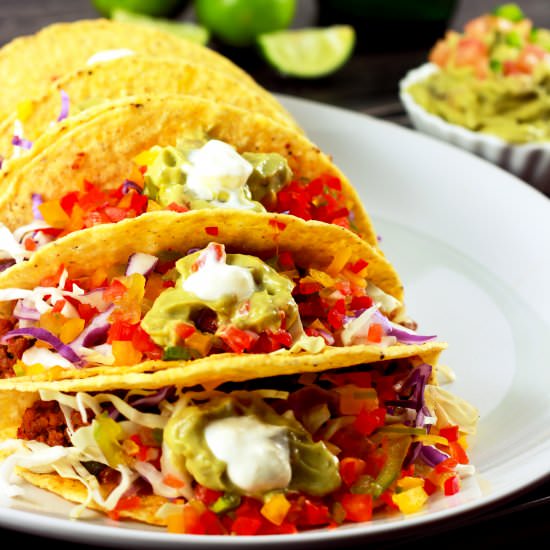 Rainbow Spicy Beef Tacos