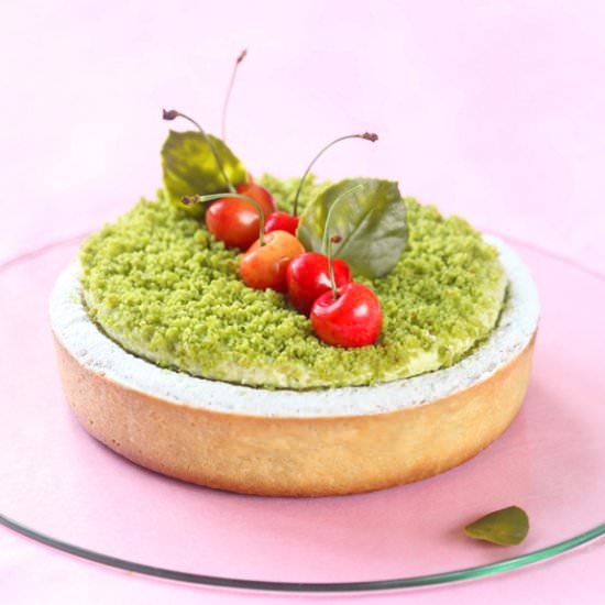 Pistachio Tart with Cherries