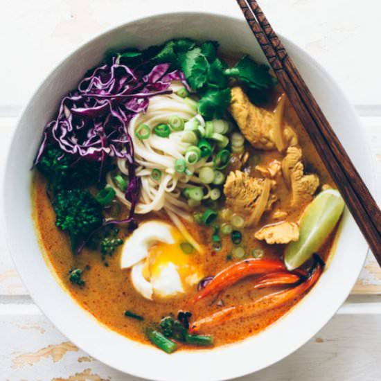 Rainbow Coconut Curry Noodle Soup