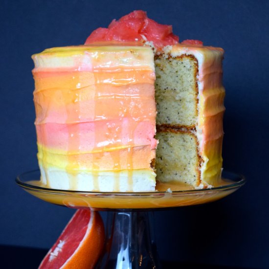 Grapefruit Watercolor Cake