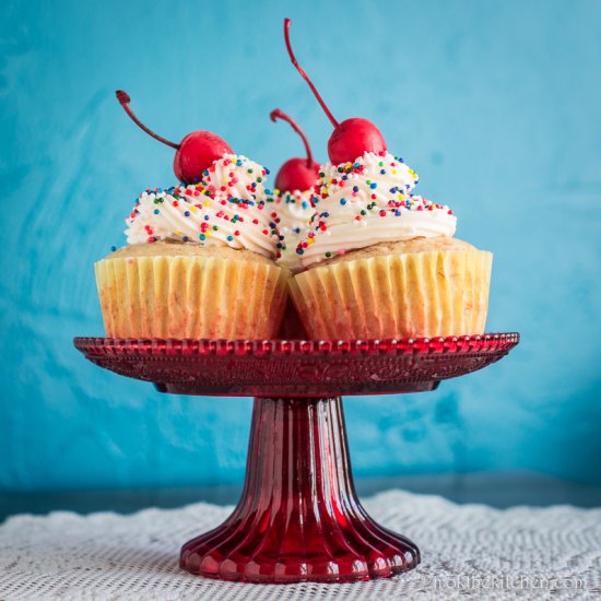 Banana Split Birthday Cupcakes