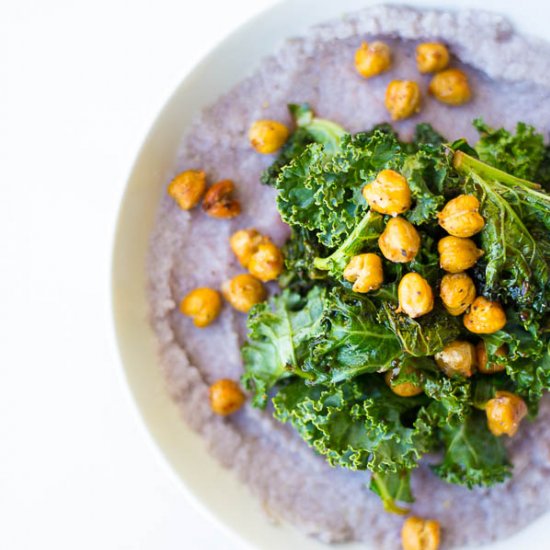 Mashed Cauliflower, Kale, and Chickpeas