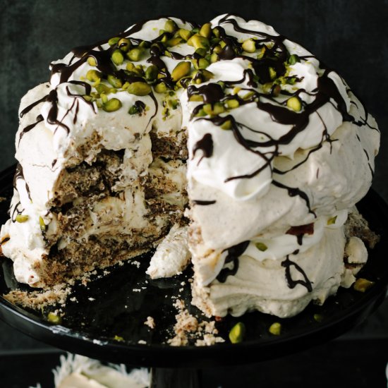 Chocolate-mint pavlova