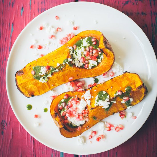 Butternut squash with pesto