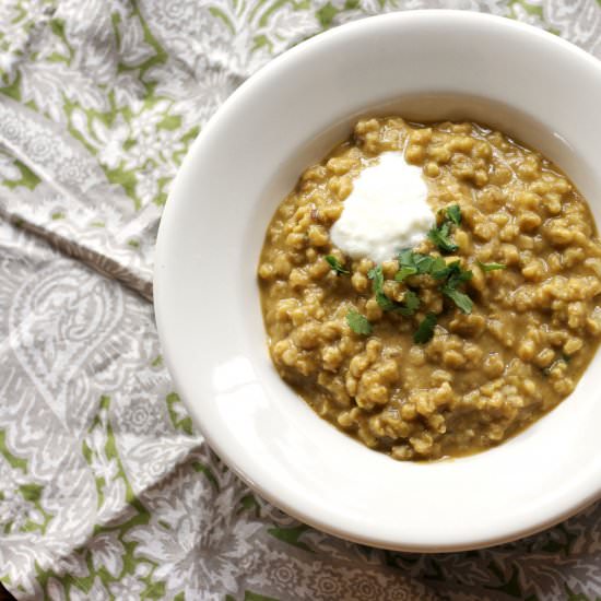 Red Lentil Barley Soup