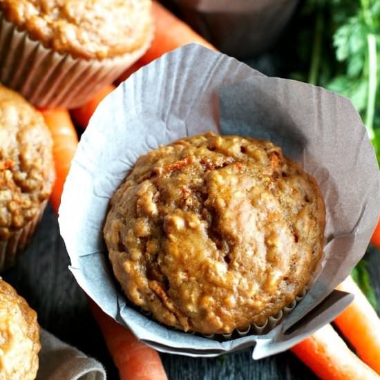 Carrot Oatmeal Greek Yogurt Muffins