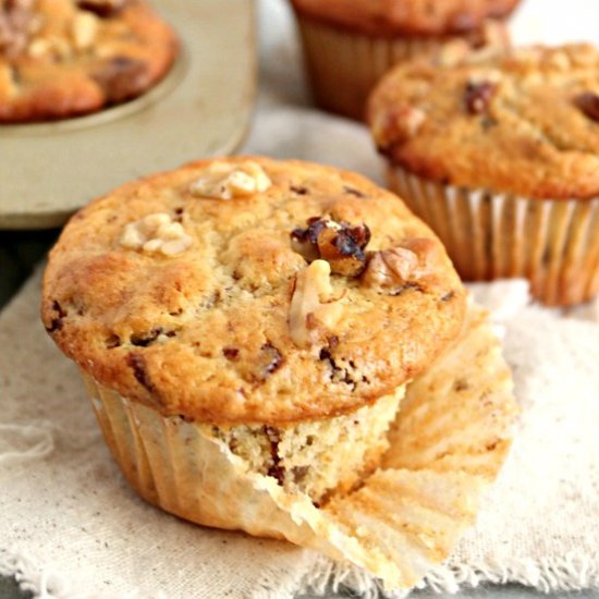 Chocolate Walnut Yogurt Muffins