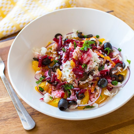 Beetroot, orange and bacalao salad