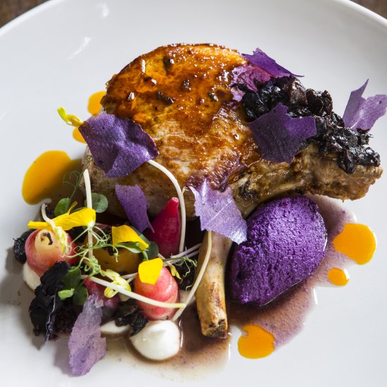 pork chop, prunes & red cabbage