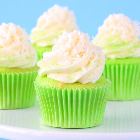 Surprise Coconut Key Lime Cupcakes