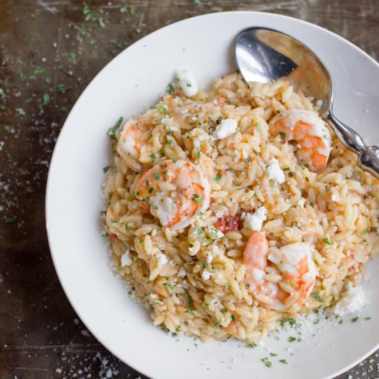 One Pot Lemon Orzo with Shrimp