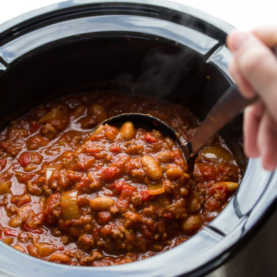 Slow Cooker Roasted Red Pepper Chili