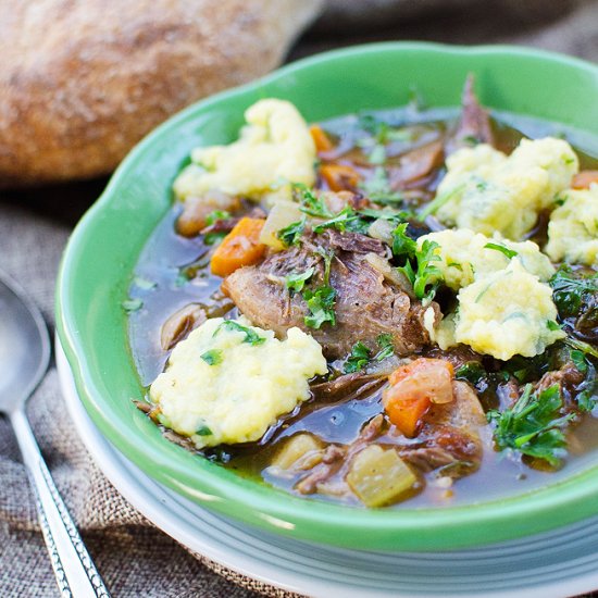 Oxtail Soup with Herbed Dumplings