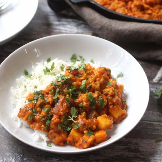 Vegan Red Lentil and Potato Curry