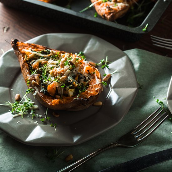 Stuffed Sweet Potato with Spinach