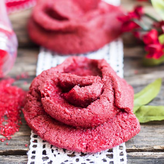 Red Velvet Rose Cookies