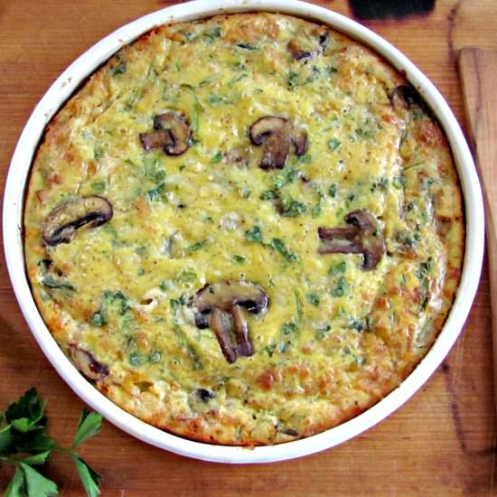 Impossible Mushroom and Cheese Pie