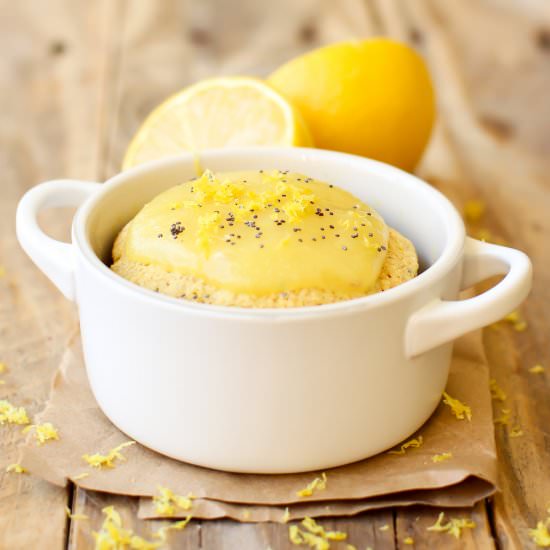 Frosted Lemon Poppy Seed Mug Cake