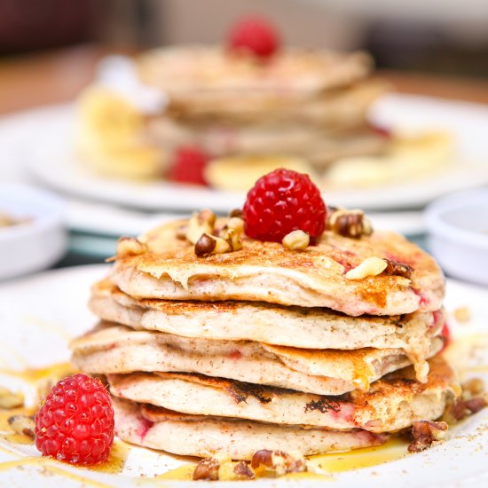 Vegan Flax Raspberry Pancakes