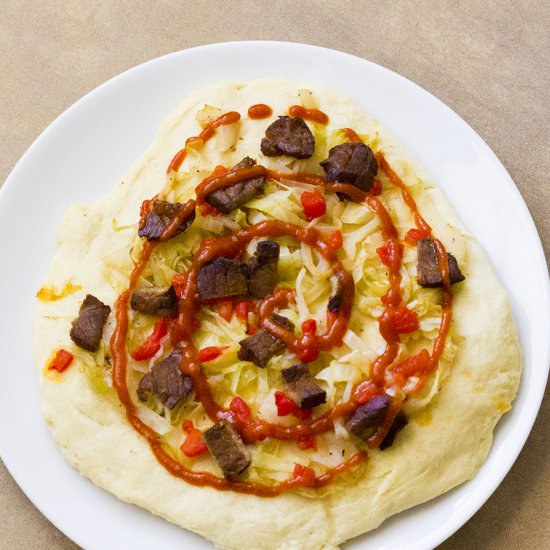 Sauerkraut and Sriracha Pizza