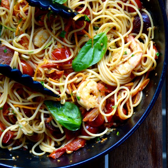 Prawn and Chorizo Spaghetti