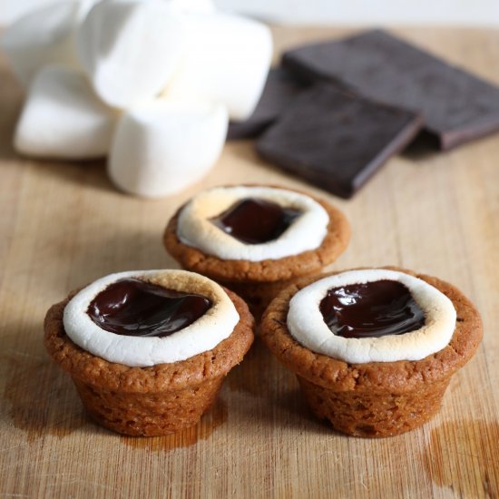 Flourless PB S’mores Cookie Cups