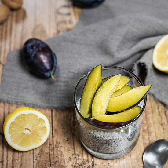 Chia pudding with plums