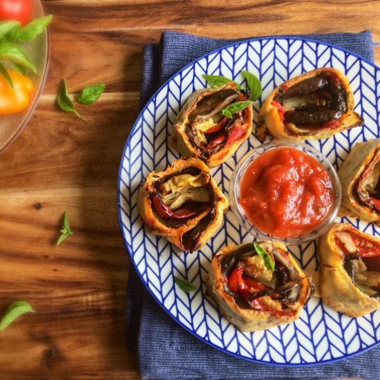 Veggies-only antipasti pinwheels