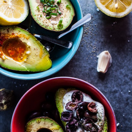 Avocado Halves 4 Ways