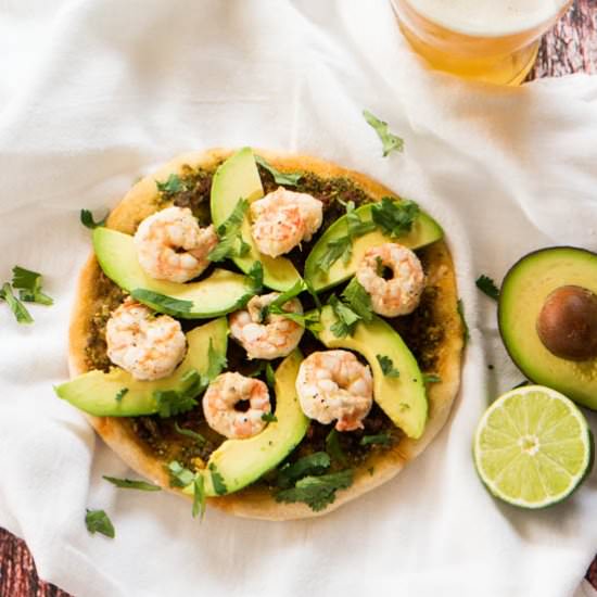 Mexican Green Chile & Shrimp Pizza