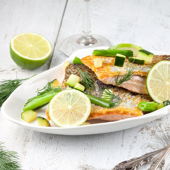 Skin Baked Salmon with Scallions