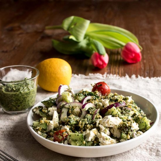 Freekeh Salad with Pesto