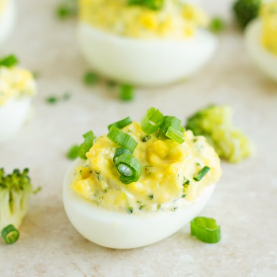 Broccoli & Mayo Easy Deviled Eggs