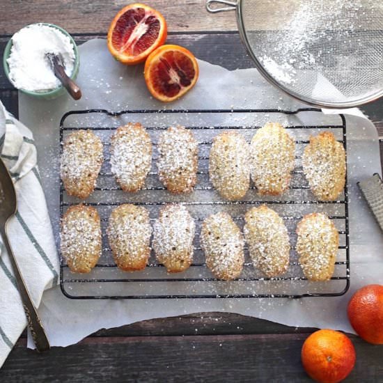 Blood Orange Pistachio Madeleines