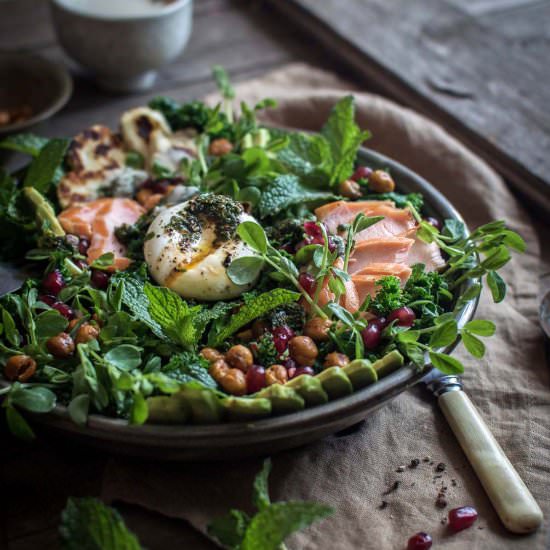 Kale Salad with Smoked Trout