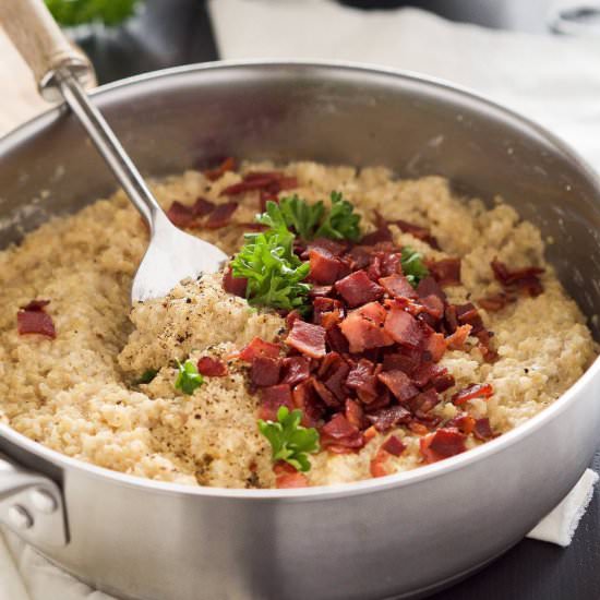 Goat Cheese & Bacon Quinoa Risotto