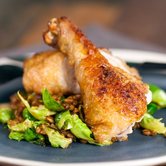 Crispy Farro and Brussels Sprouts