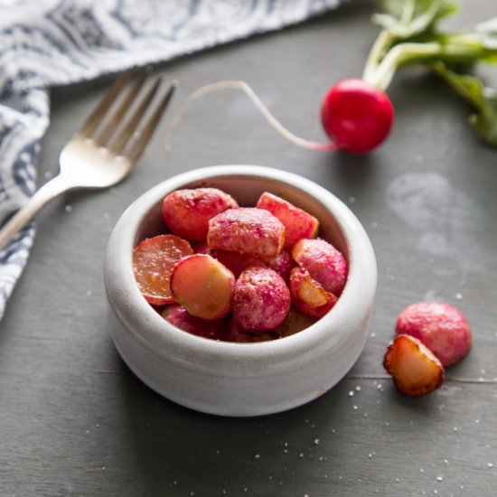 Sweet and Spicy Roasted Radishes