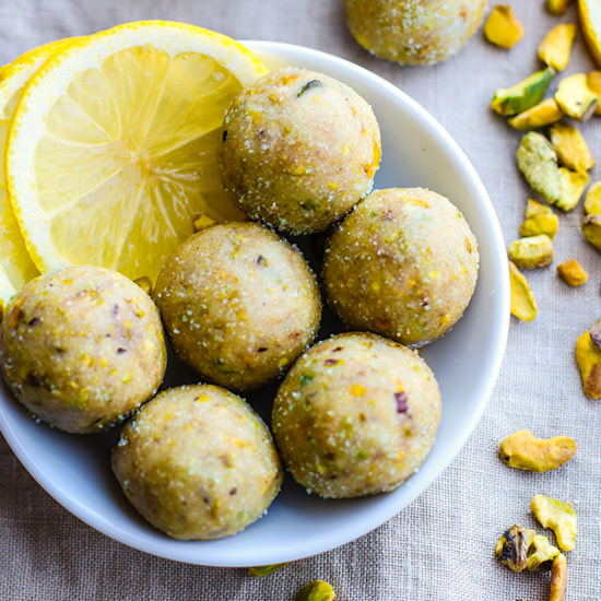 Lemon Pistachio Shortbread Bites