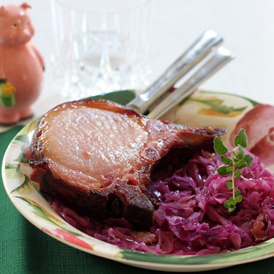 Smoked Pork Chops with Cabbage