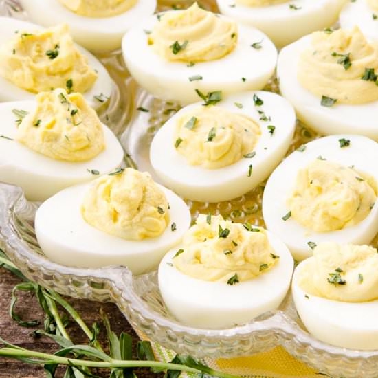 Tarragon Goat Cheese Deviled Eggs