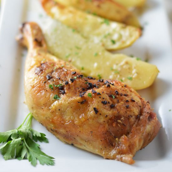 Greek Lemon, Chicken and Potatoes