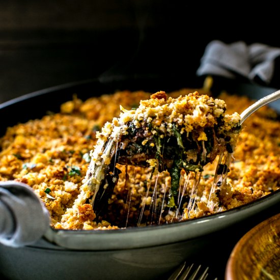 Porcini Mushroom & Greens Gratin