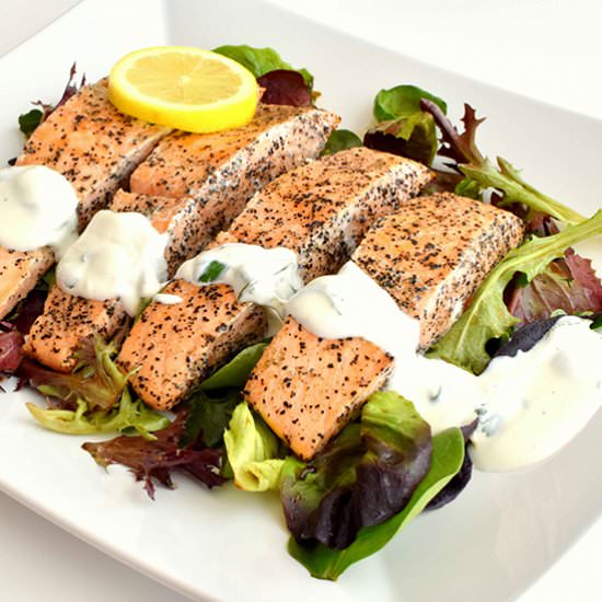 Salmon with Cilantro Yogurt Sauce