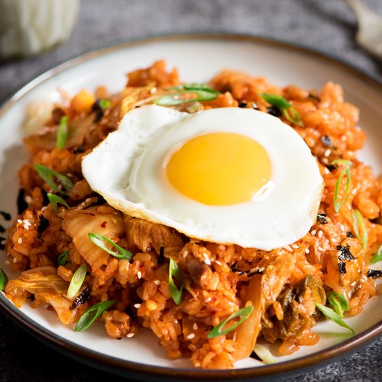 Spicy Kimchi Pork Belly Fried Rice