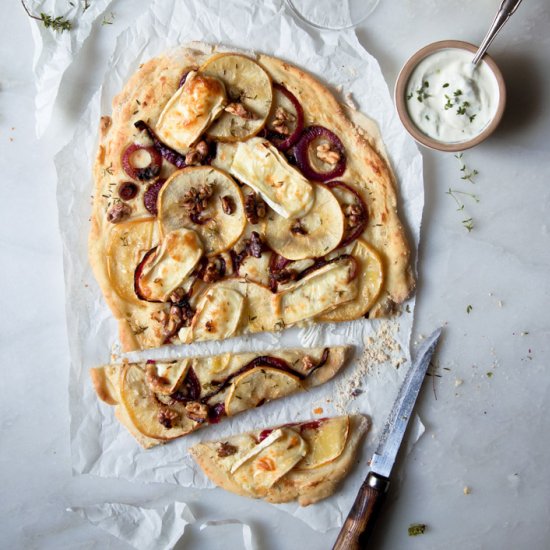 Tart Flambee with Apples and Brie