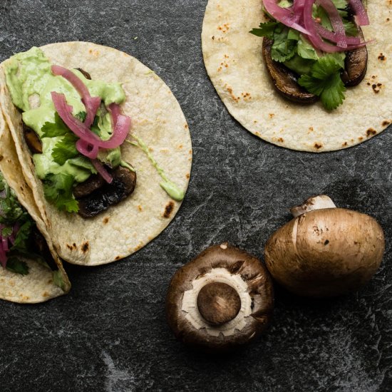 Mushroom Tacos with Avocado Crema