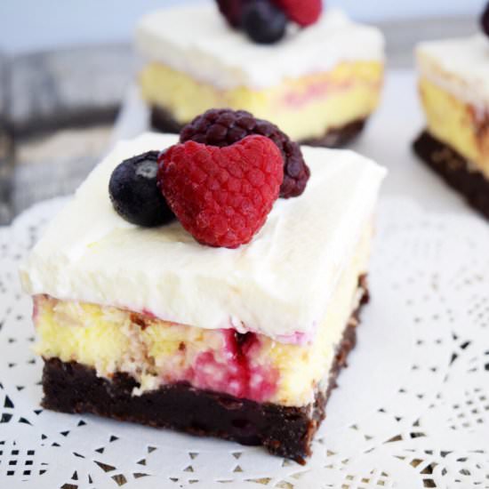 Raspberry Cheesecake Brownie Bars