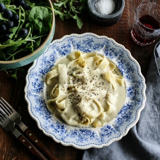 Fettuccine Edamame Alfredo