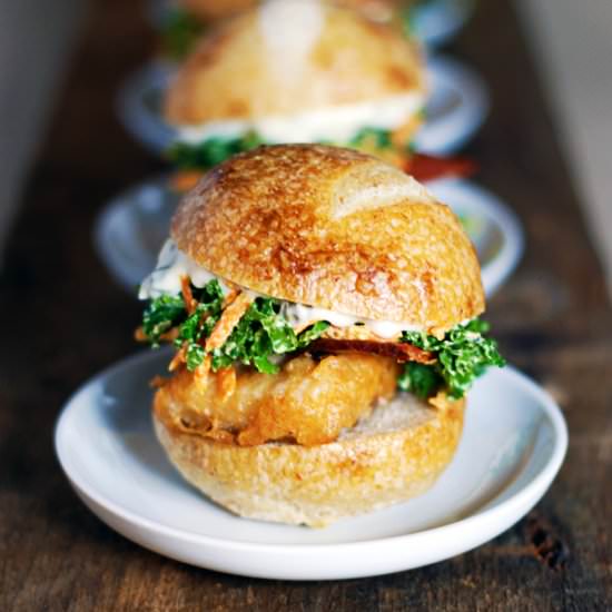 Catfish Sliders with Kale Coleslaw